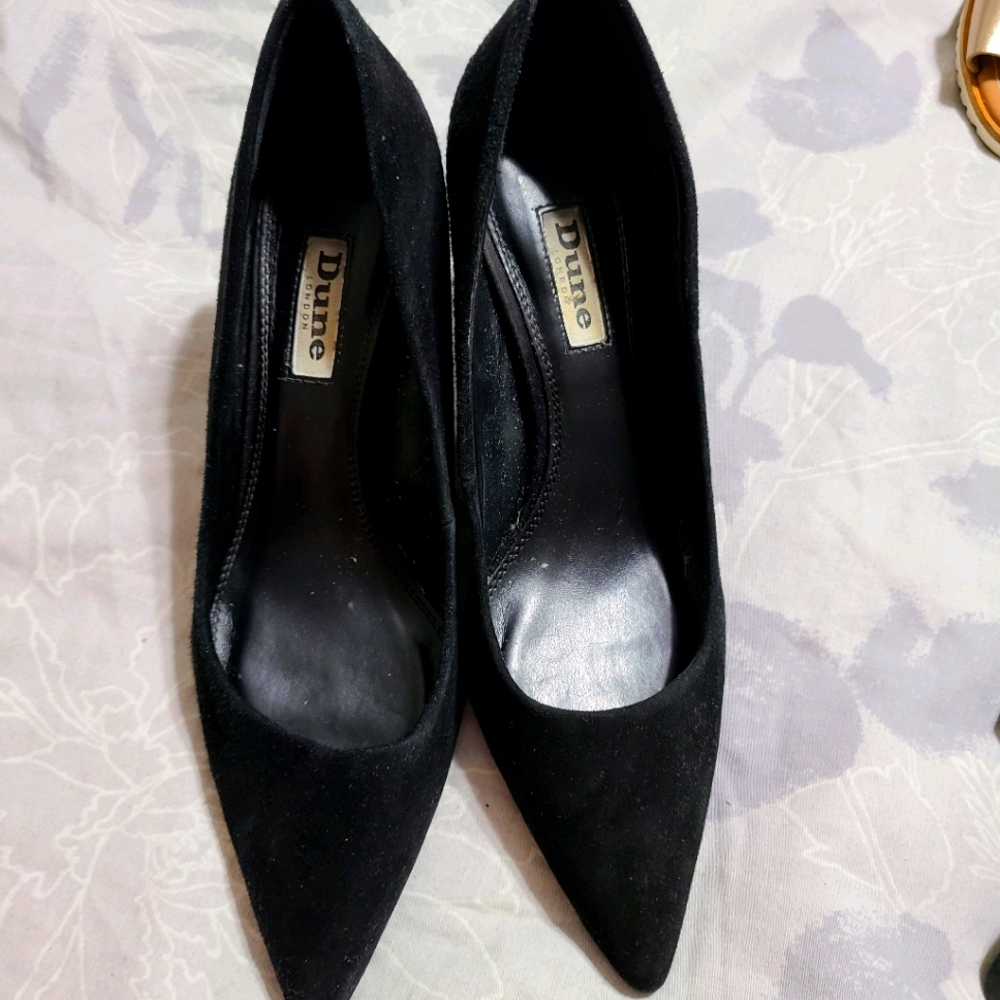 Black suede kitten heels